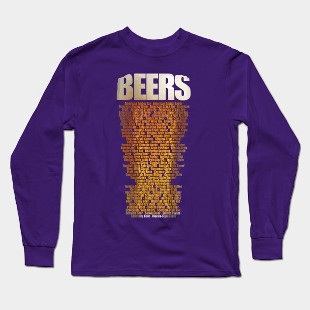 Beer types Long Sleeve T-Shirt by manuvila